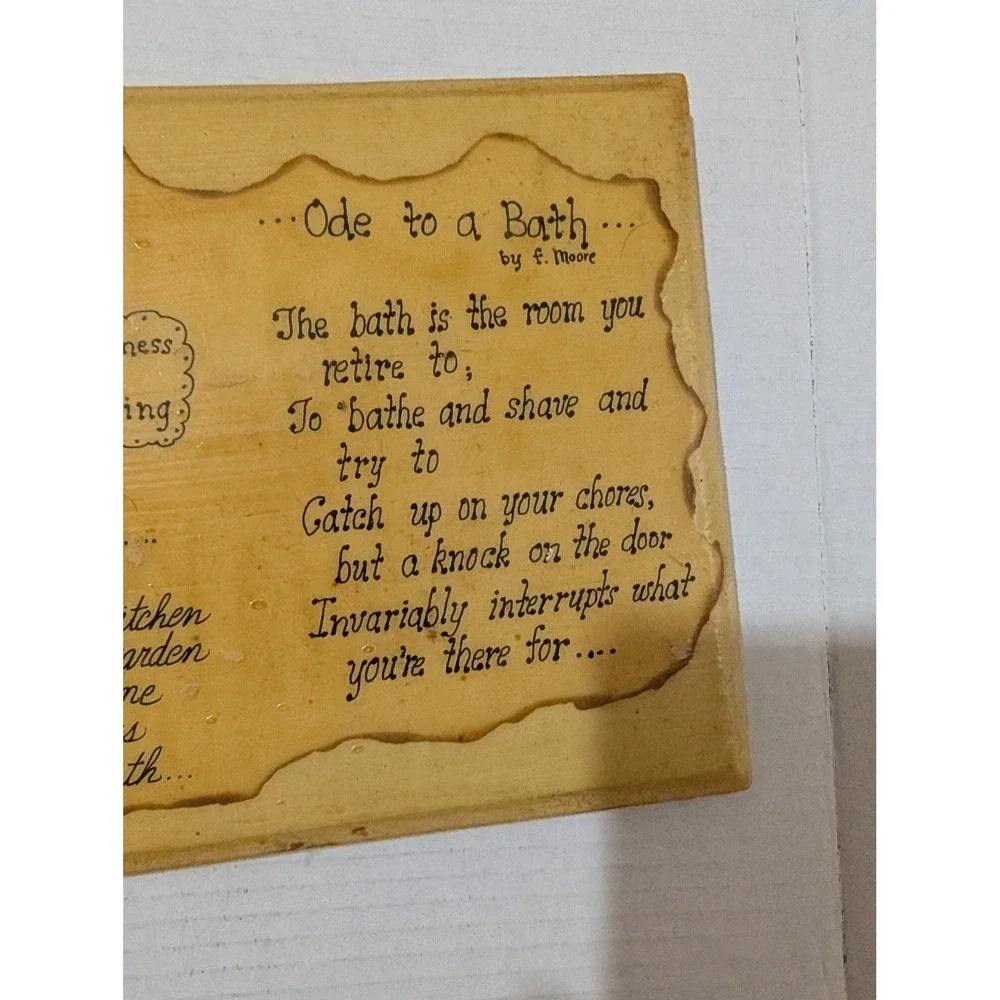 Vintage Rules of the Bath Wooden Wall Plaque Ode to a Bath Poem F Moore Cream